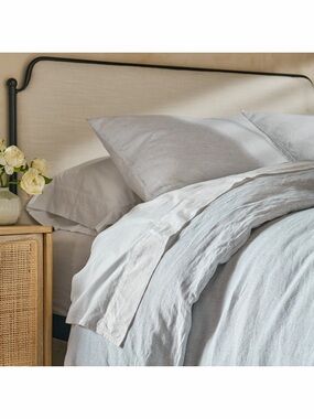 NWT Magnolia Home Linen Cotton Duvet Cover-White Stripe-King/Cal King